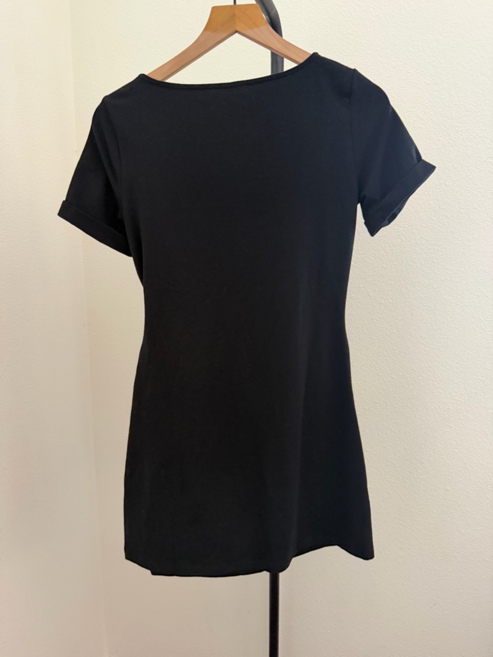 Sezane Black robe Pippa courte Short-Sleeve Tie-Waist Mini Dress - Picture 6 of 9